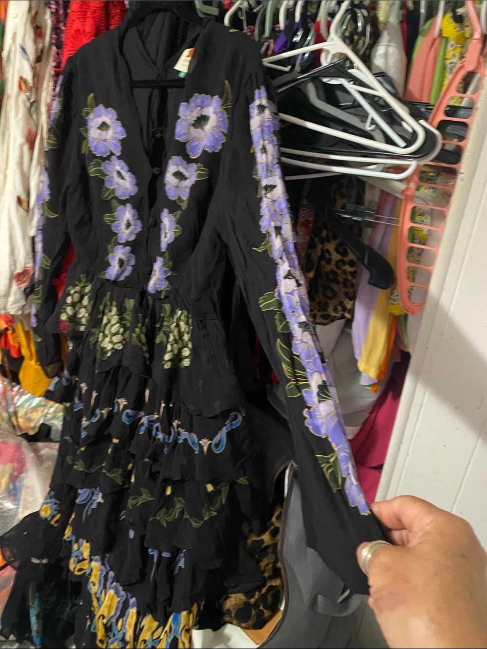 Fram  río  Floral Tiered Maxi Dress with Lavender Blooms - Picture 4 of 7